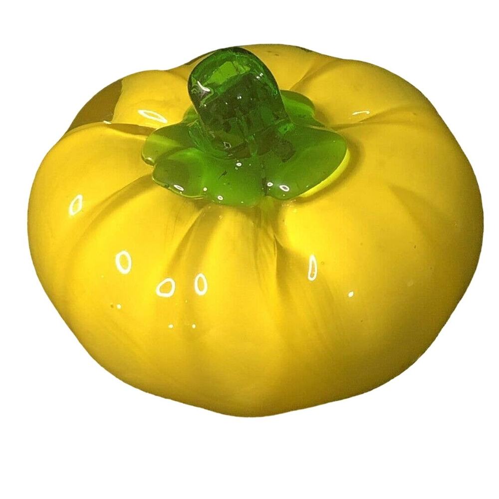 YELLOW SQUASH Art Glass  Blown Glass Fruit & Vegetable Murano Style Decoration